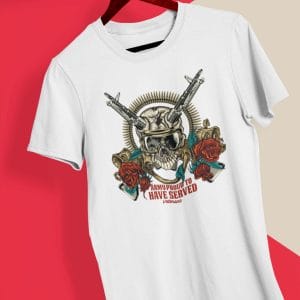 Skull With Gun And Army Proud To Have Served Veterans T Shirt