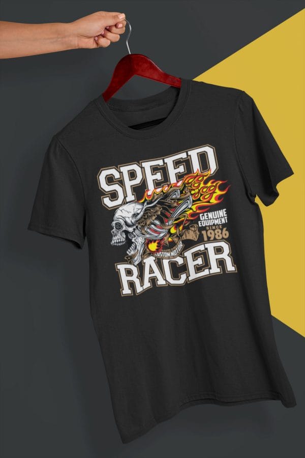 Skull And Fire Speed Racer T Shirt