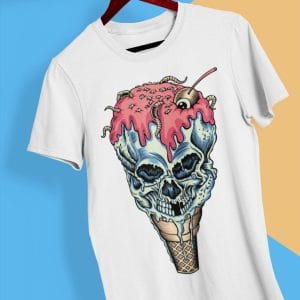 Creepy Icecream Skull T Shirt