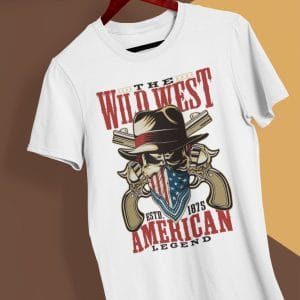 Wild West American Skull T Shirt