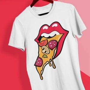 Pizza Tongue Out Foodies T Shirts